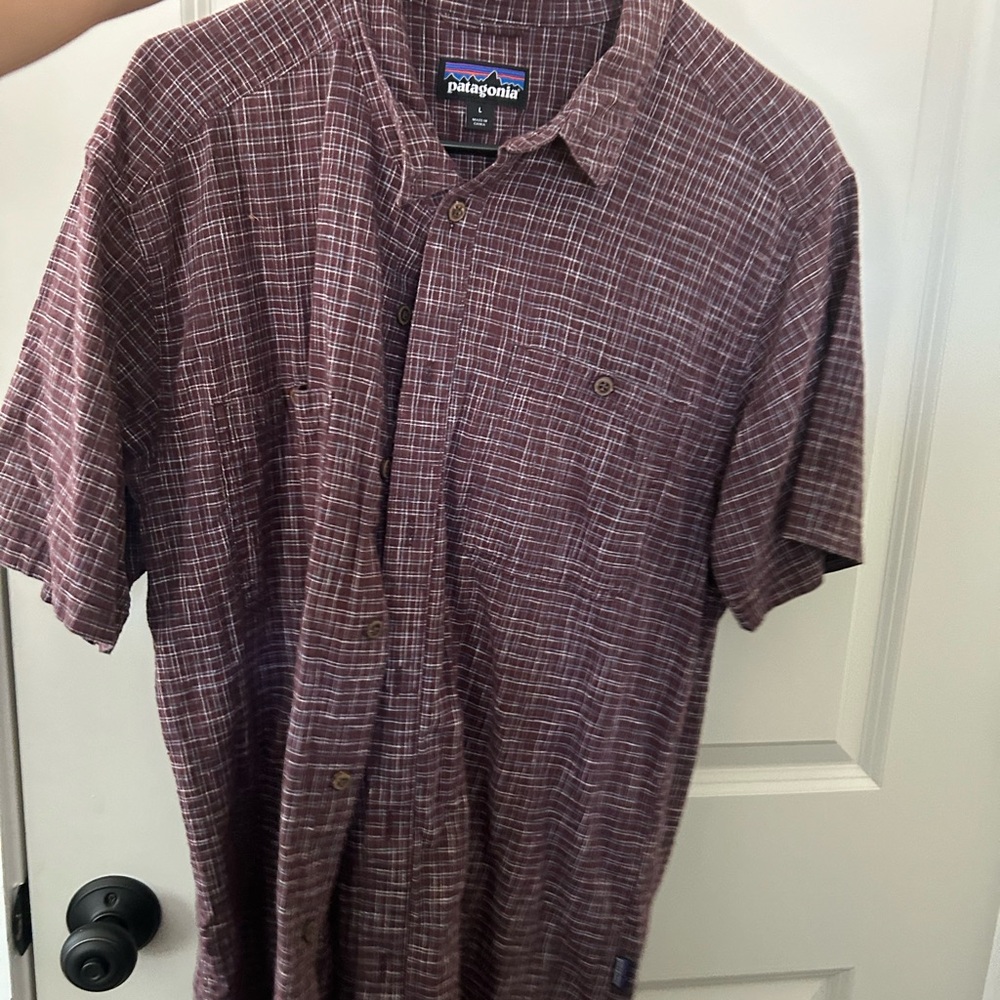 Patagonia Men's Casual Purple Plaid Shirt